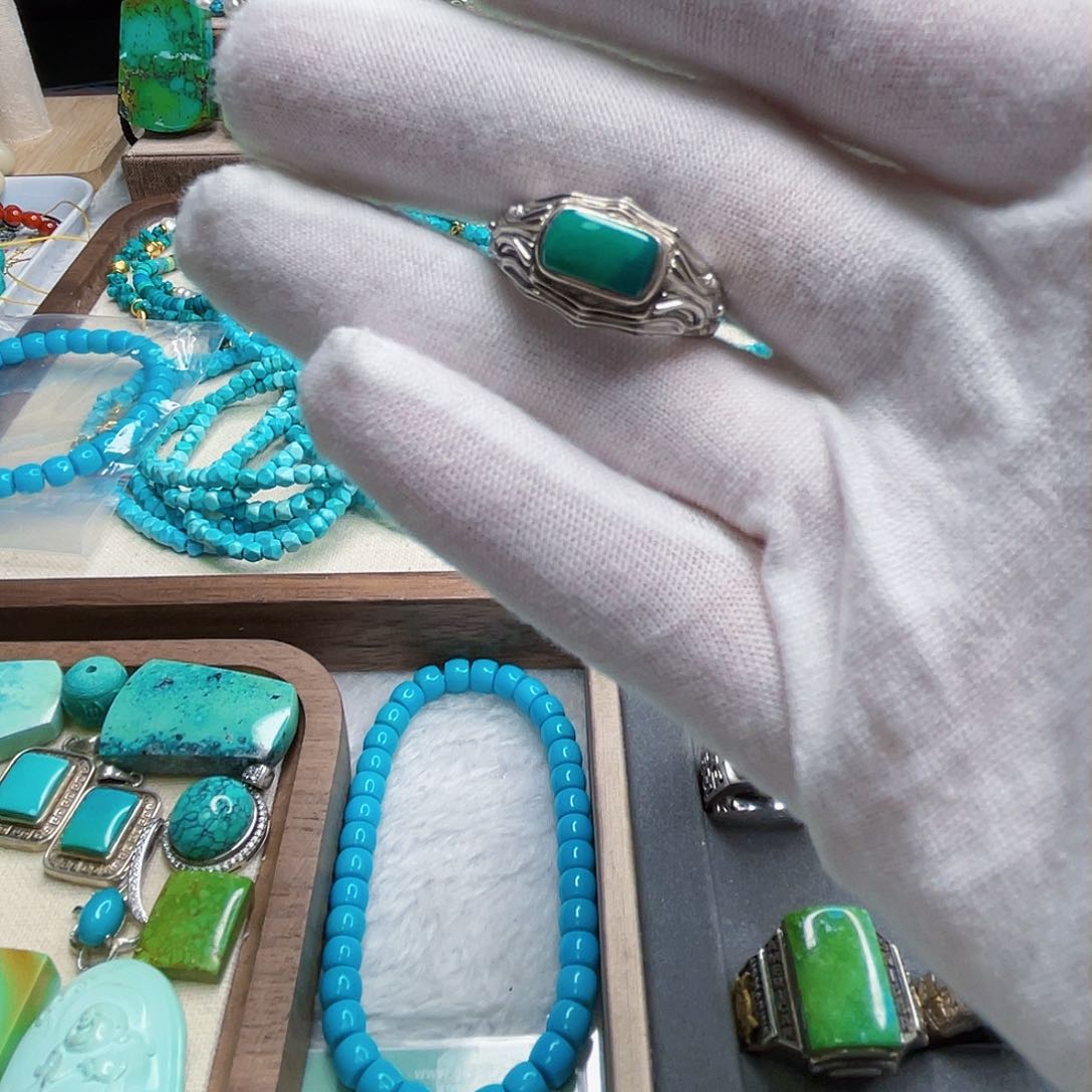 绿松石珠宝奇石银S925镶嵌