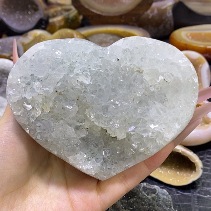 未镶嵌珠宝半成品水晶白晶爱心