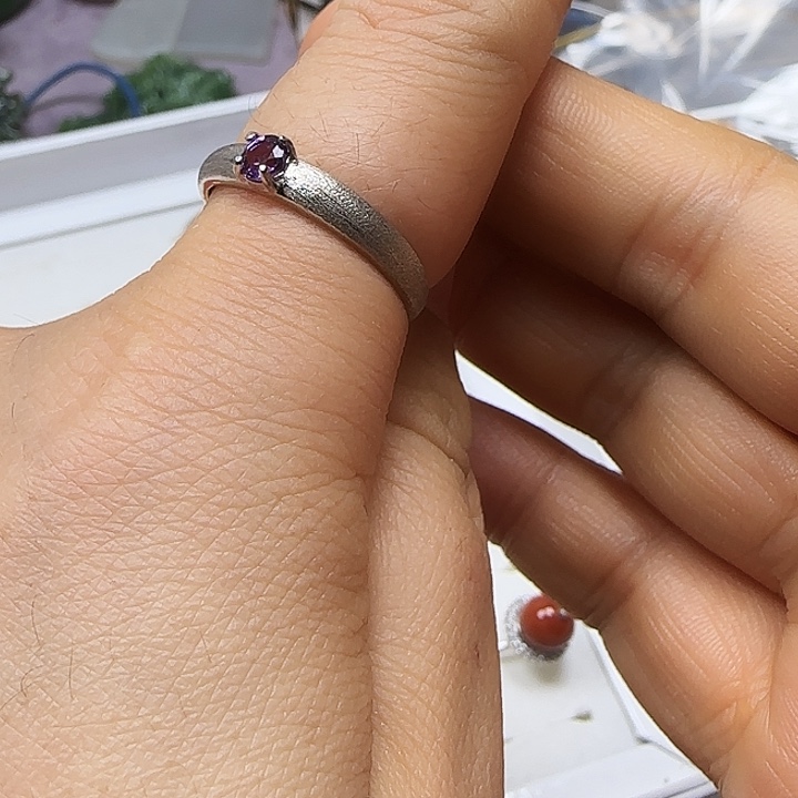 橘***枳珠宝半成品银S925镶嵌紫晶戒指