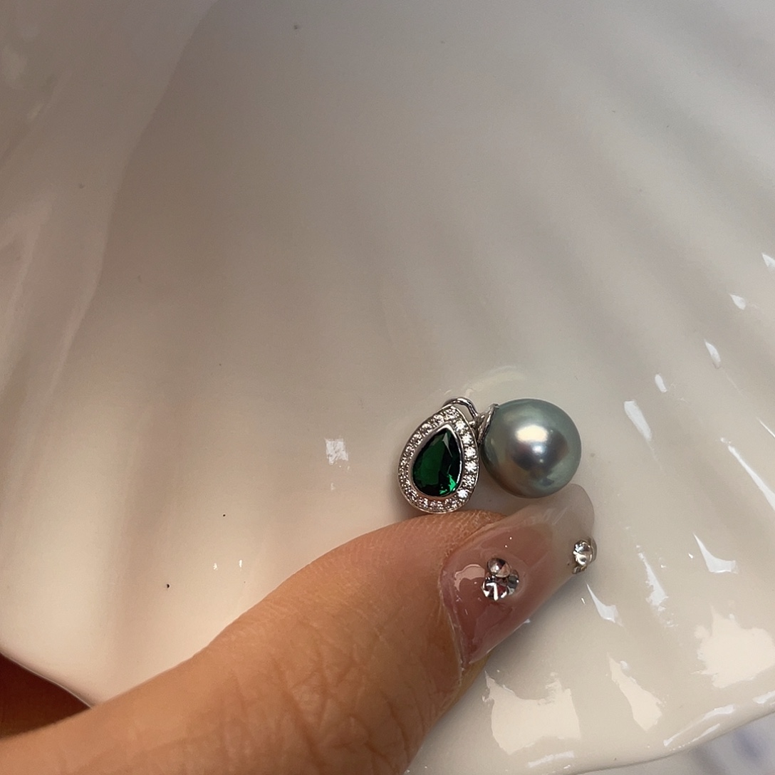 银S925镶嵌海水珍珠吊坠(不含链)
