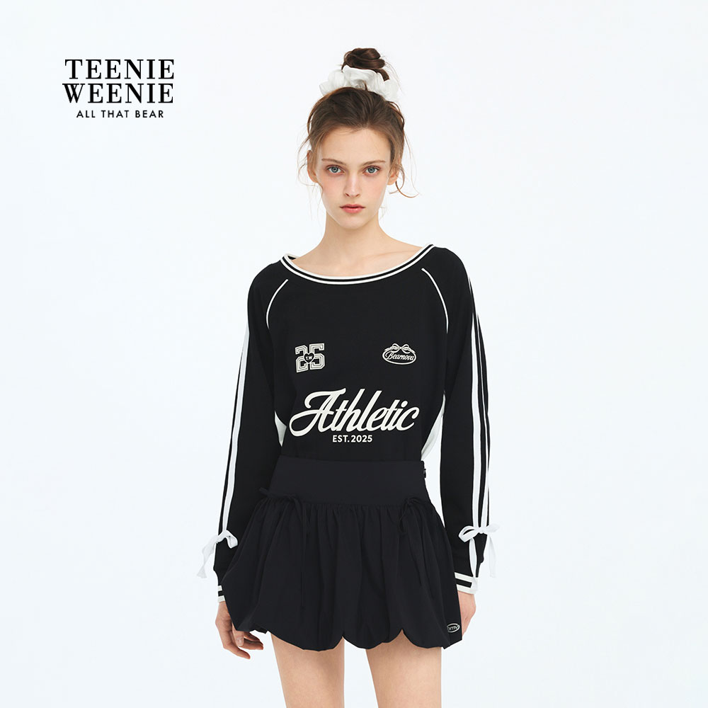 TEENIEWEENIE bearnova26春一字肩球衣风印花长袖卫衣YTMW2611S2A