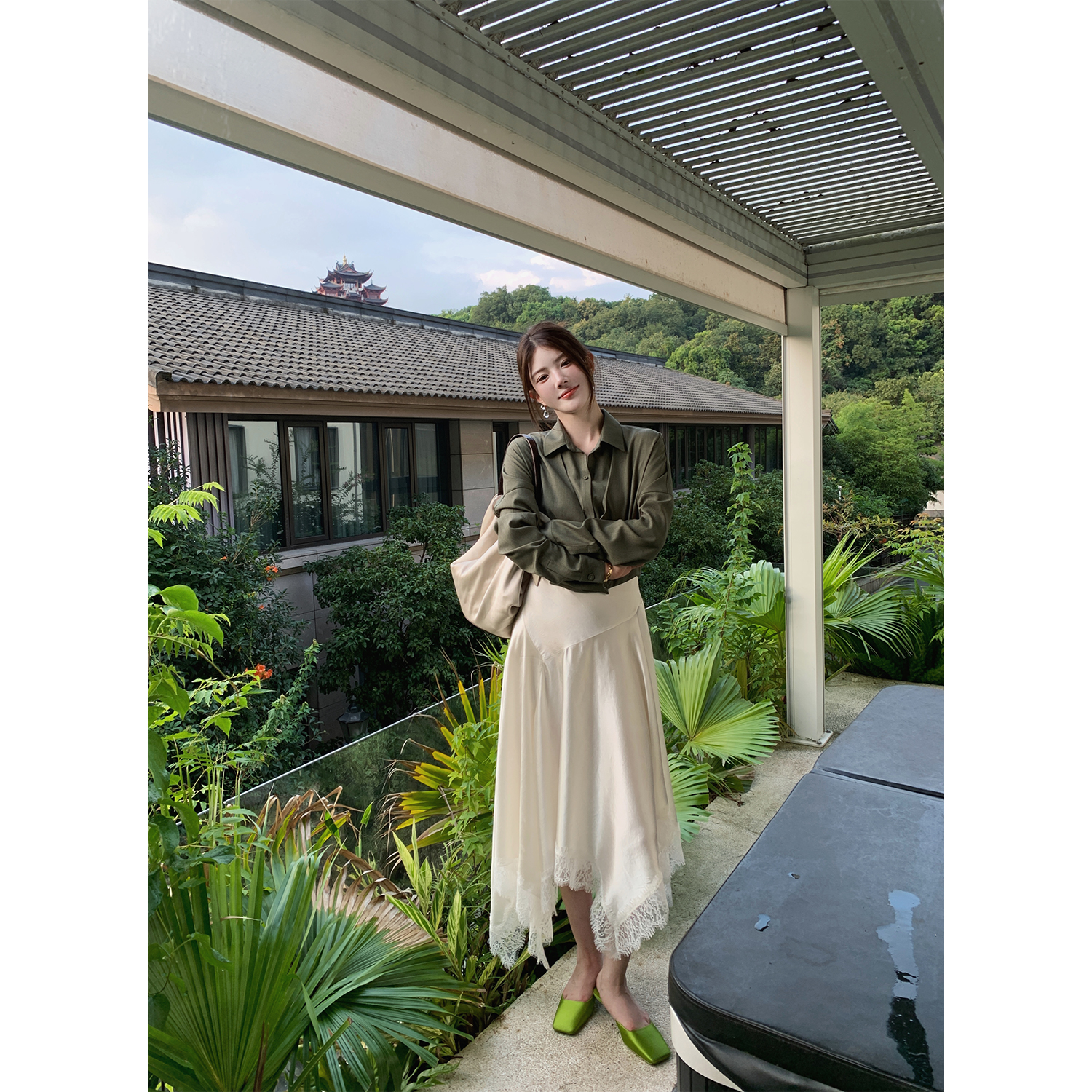 ASM ANNA/羊毛天丝混纺叠穿百搭纸片人上衣假两件衬衫A259BCS004