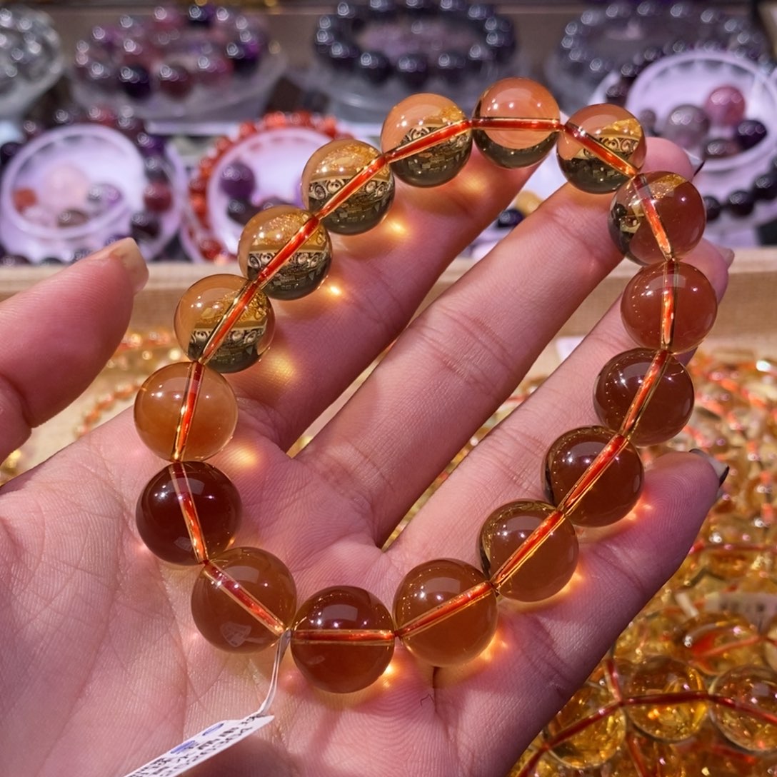 水晶手链未镶嵌爱****鱼黄水晶高品13+