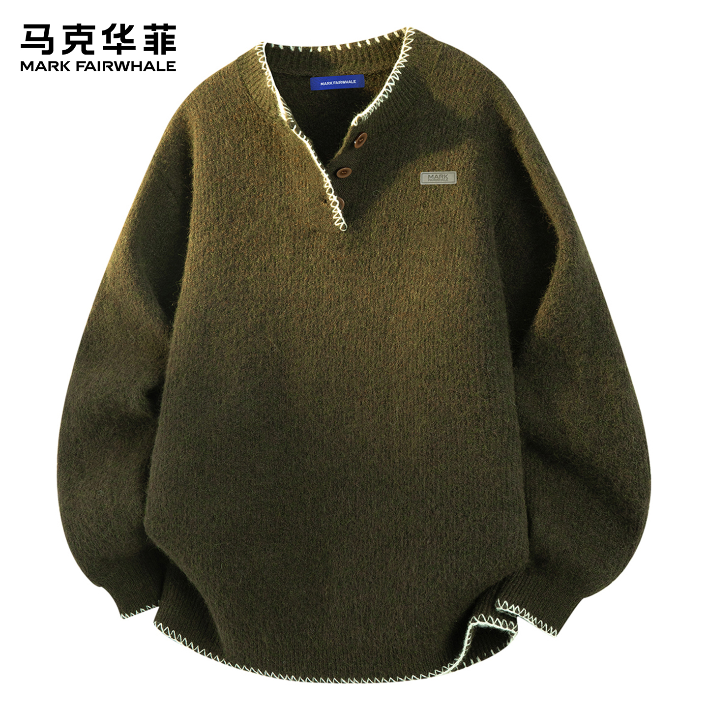 马克华菲美式复古亨利领毛衣2025秋冬季新款小众设计感针织衫上衣