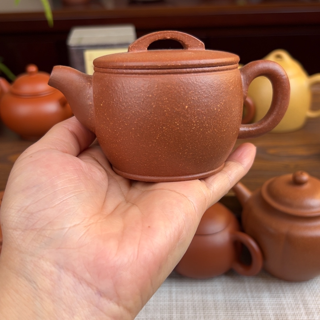 紫砂茶壶红降坡汉瓦瑕大品150cc