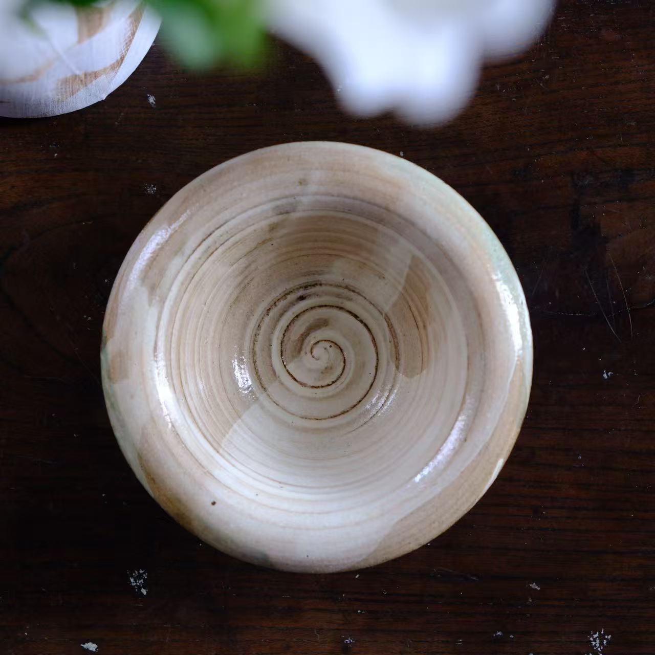 小喜宅 （微瑕）天水碧草帽小碗（内径8cm外径12cm）