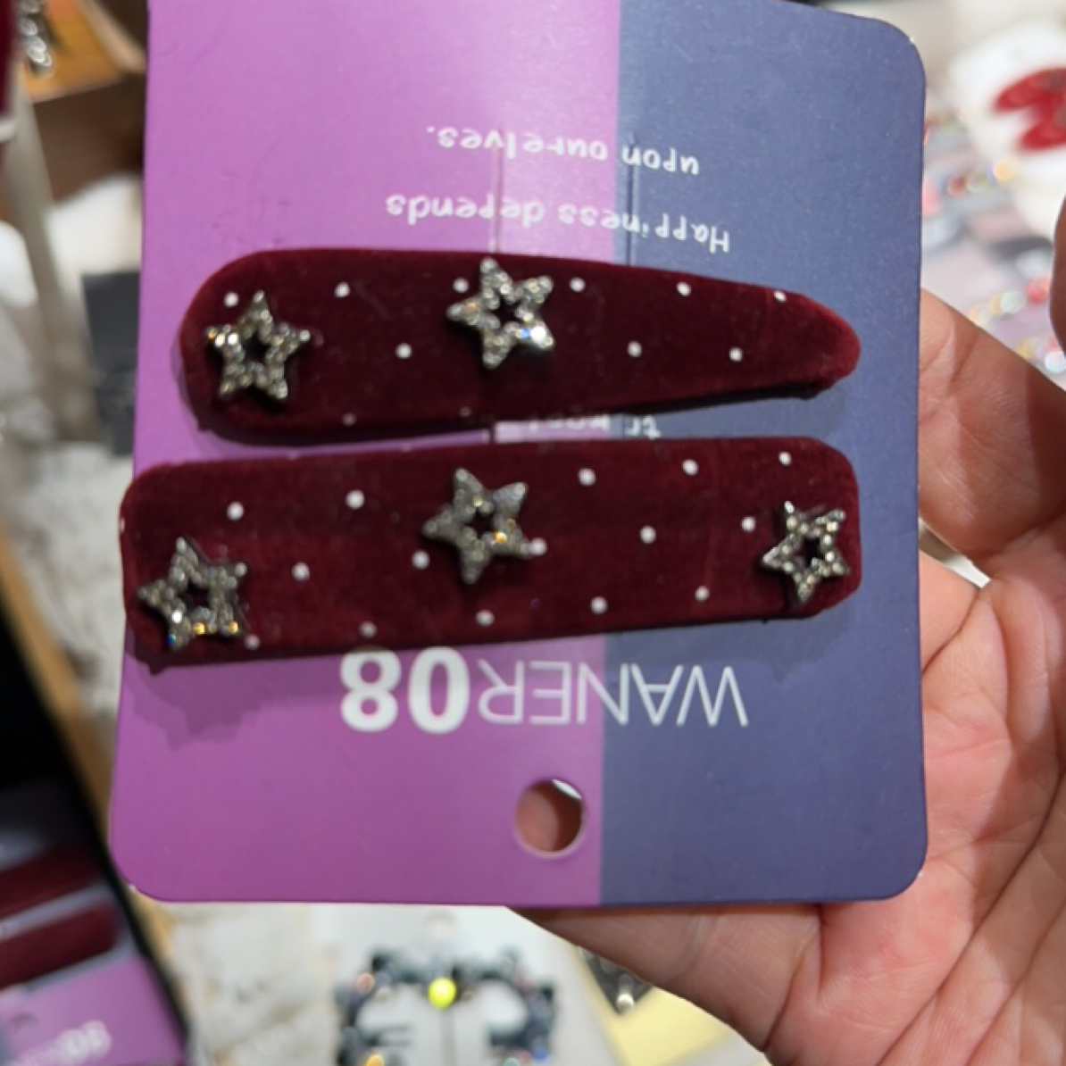 秋冬红色丝绒水钻星星发夹女高级感百搭侧边夹头饰