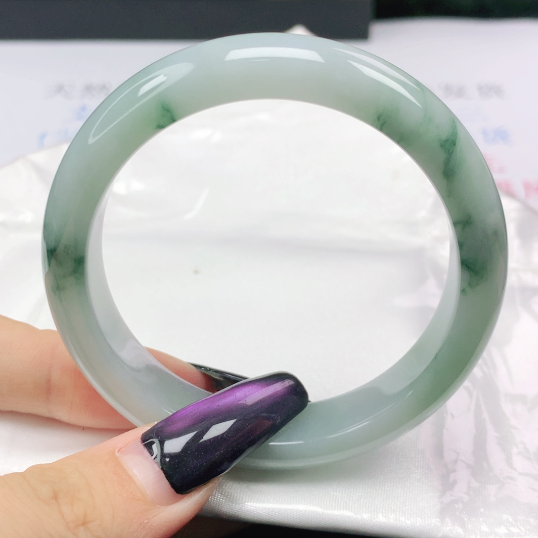 未镶嵌手镯翡翠翡翠54.0飘蓝花正圈