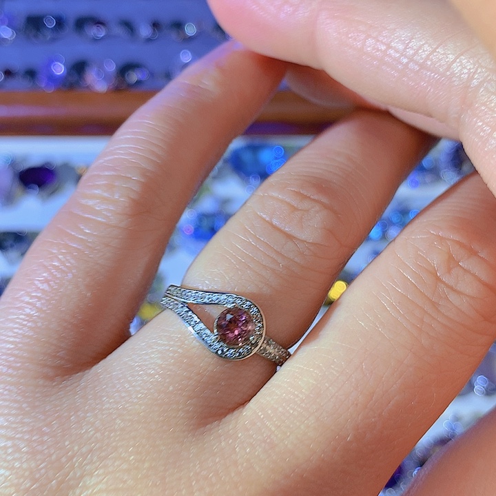 碧玺戒指银S925镶嵌戒指