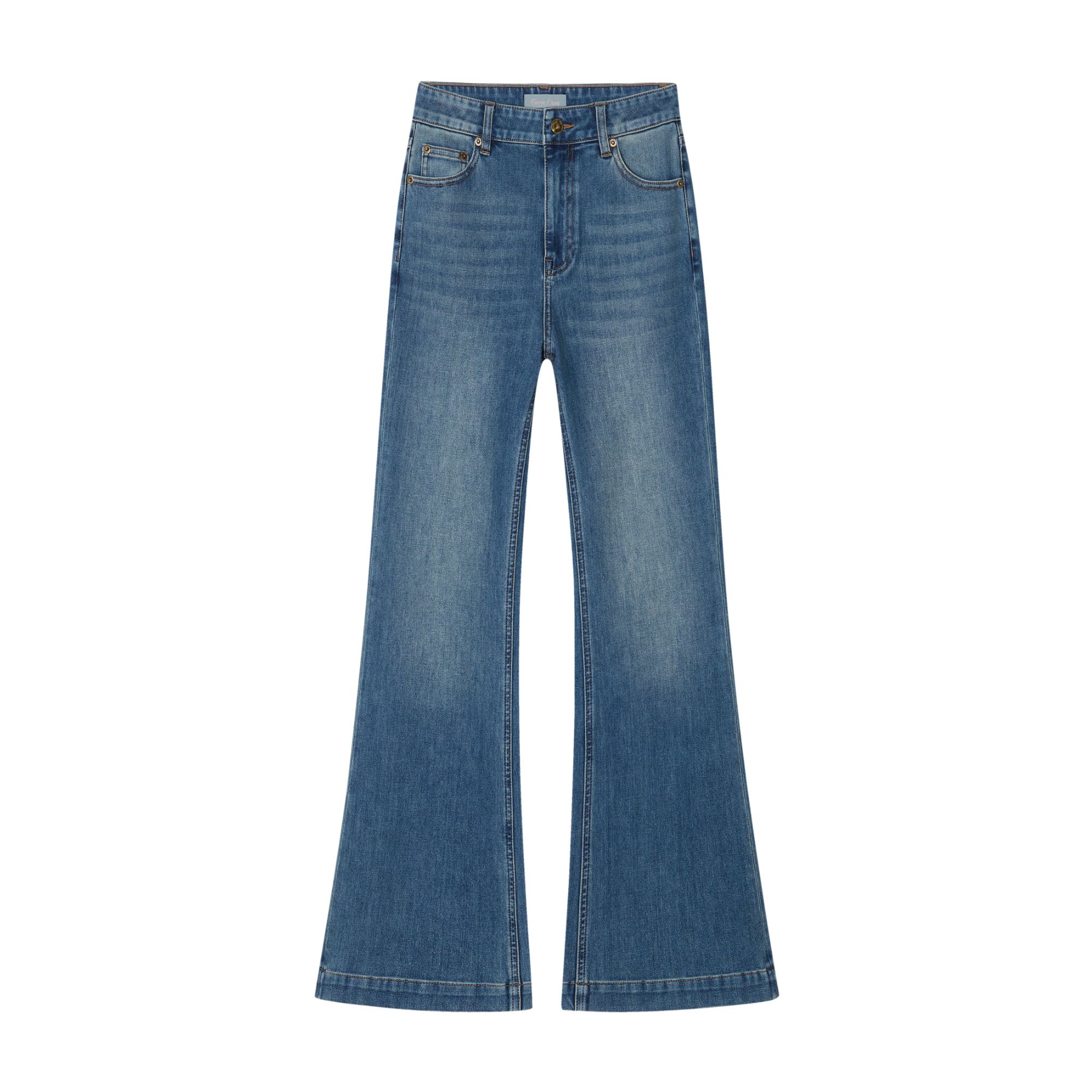 现货「四面弹」中高腰直筒喇叭裤女显瘦显腿长早秋新款