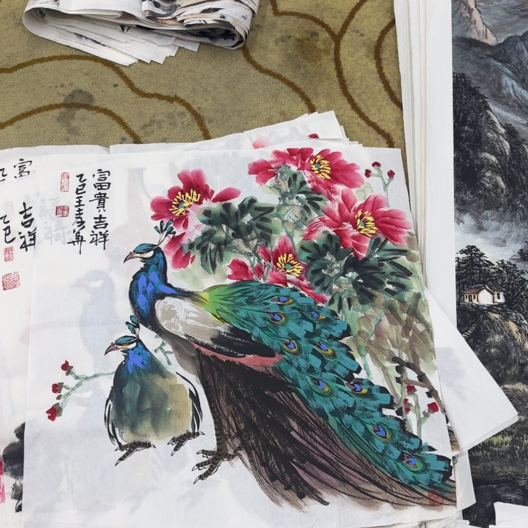 国画王孝华斗方作品童