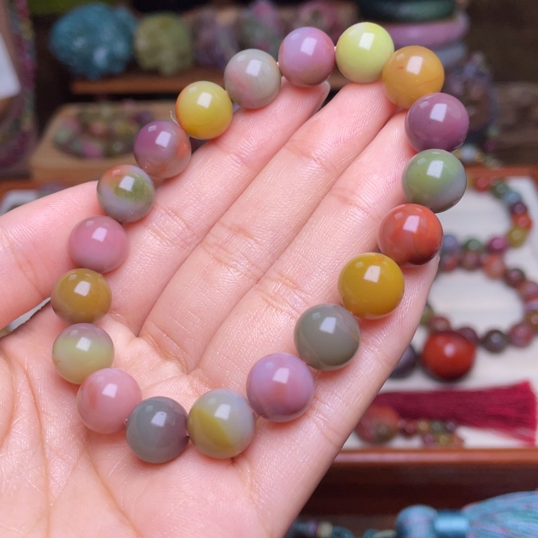 玛瑙/玉髓珠宝半成品未镶嵌盐源玛瑙磨砂双色系老矿料手串