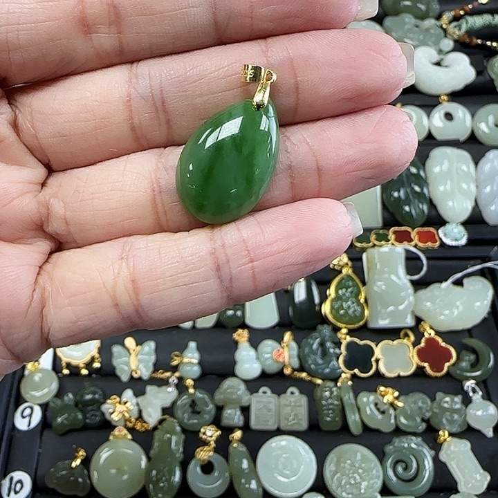 和田玉吊坠(不含链)银S925镶嵌