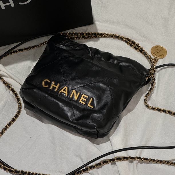 99新 Chanel/香奈儿 闲置 24S mini 22bag黑金 