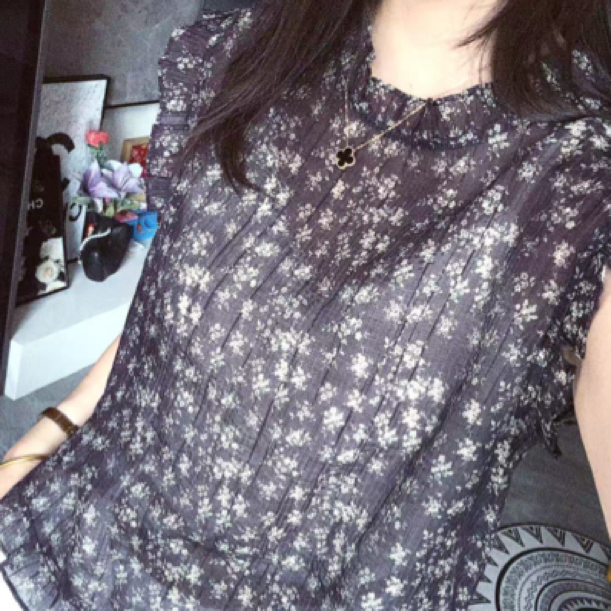 焕焕家 高级敢无袖碎花衬衫