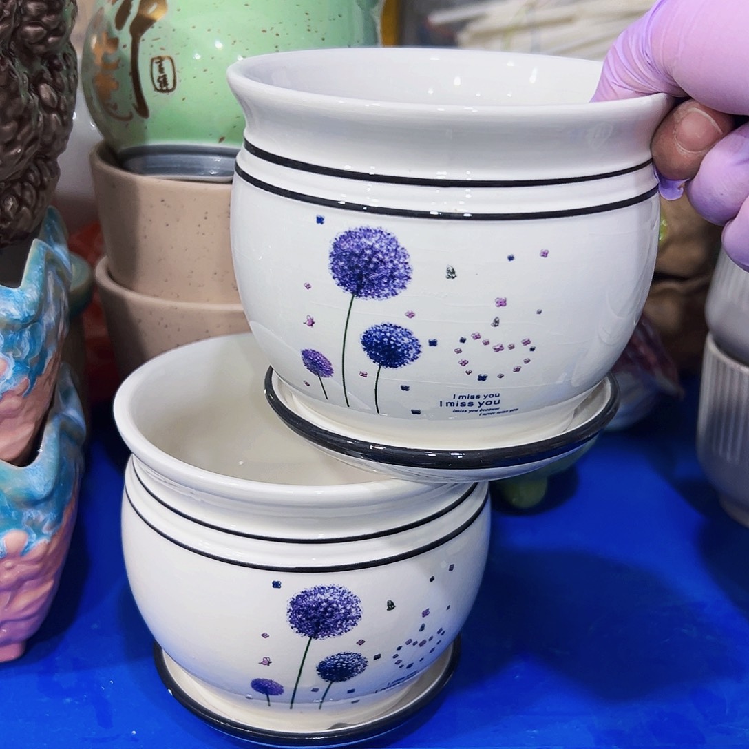 有孔外贸尾单陶瓷花盆凑单10米包邮