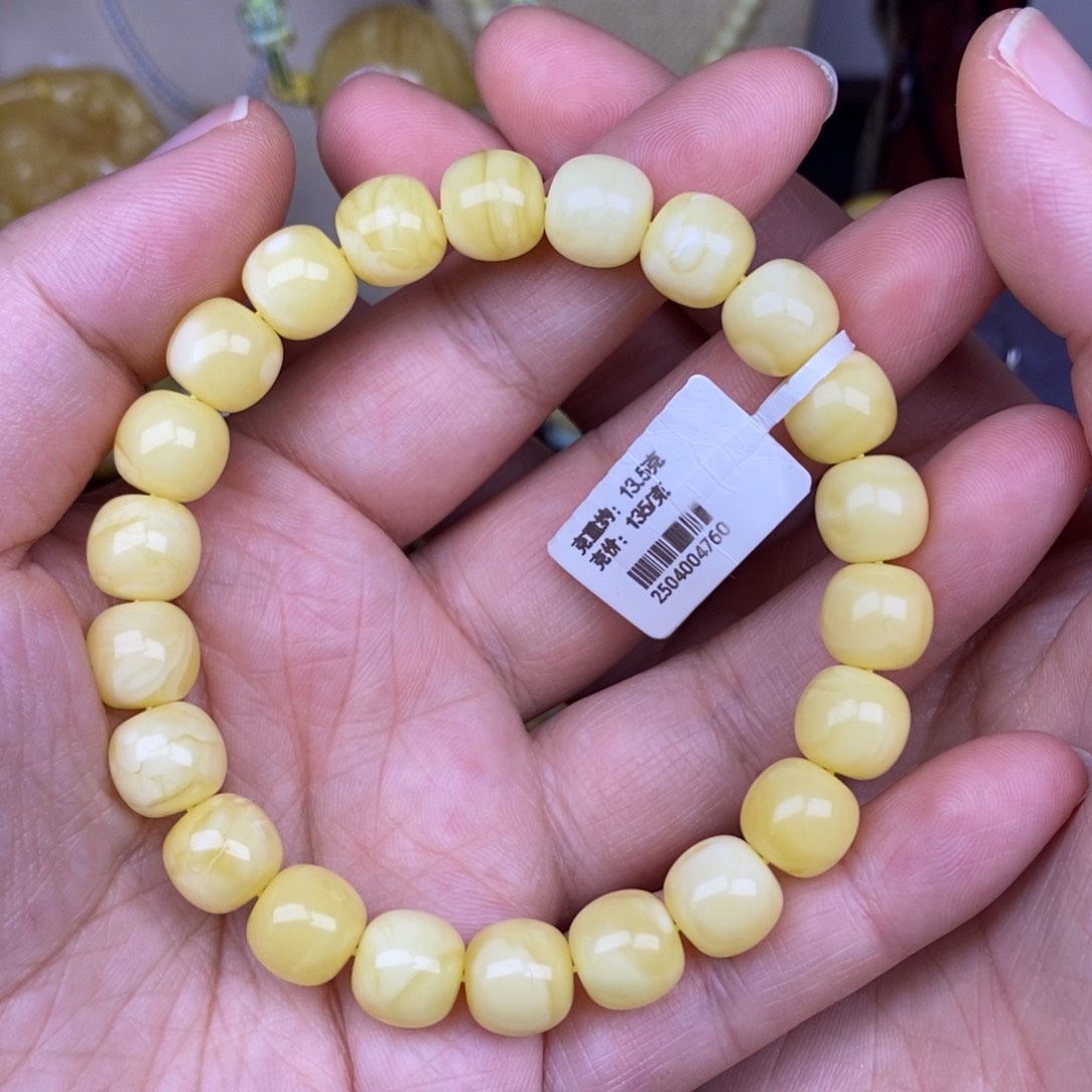 手链蜜蜡未镶嵌10精工高桩老型浓白蜡手围18