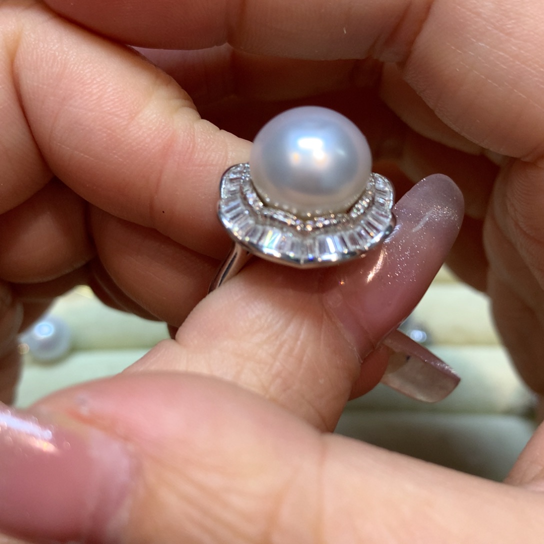 海水珍珠戒指银S925镶嵌