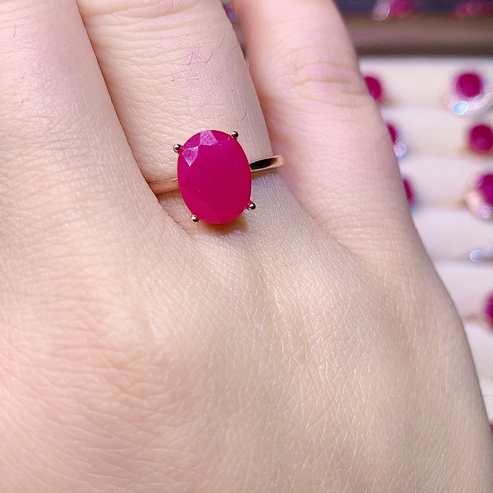 红宝石戒指银S925镶嵌