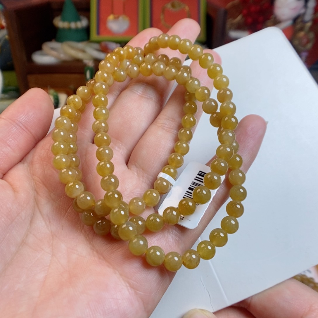 和田玉手链未镶嵌6金山黄金糖