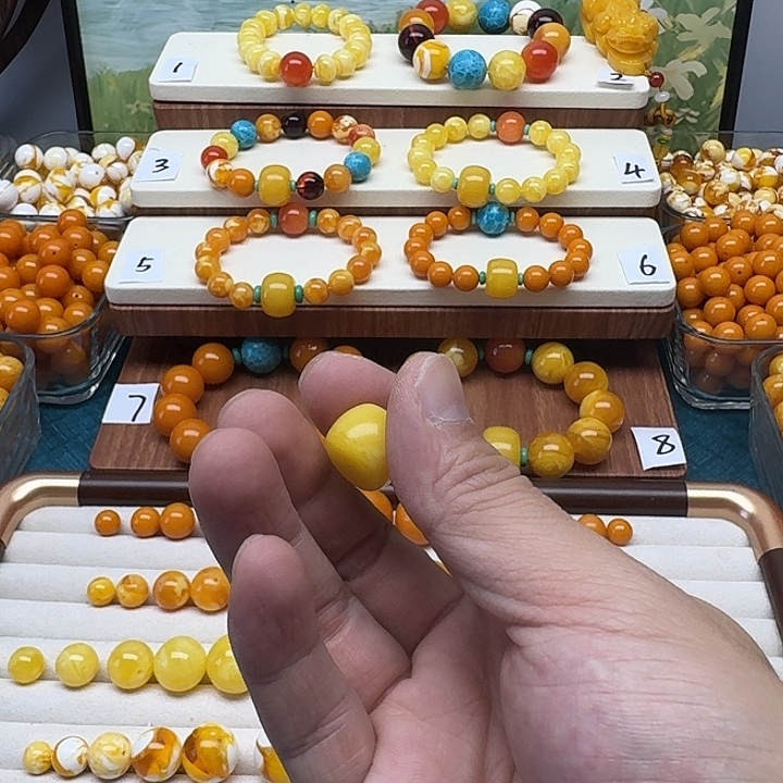 青***竹非金属鸡油黄色墩子