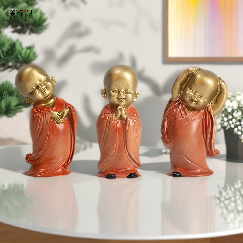 箐铜记 全铜小沙弥摆件家居装饰品办公室