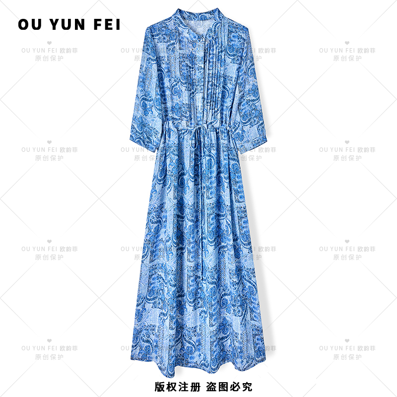 气质显瘦连衣裙女新款高级感穿搭时尚洋气印花长裙HY1609