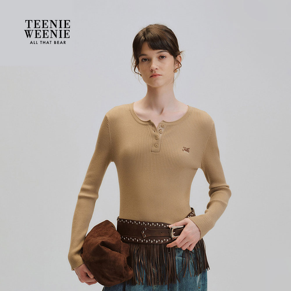 TeenieWeenie小熊女装毛针织衫26新款亨利领舒适毛衣TTKW2651CBA