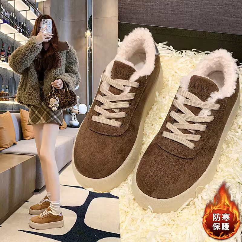 厚底秋冬季新款爆款羊羔毛厚底运动休闲时尚板鞋女