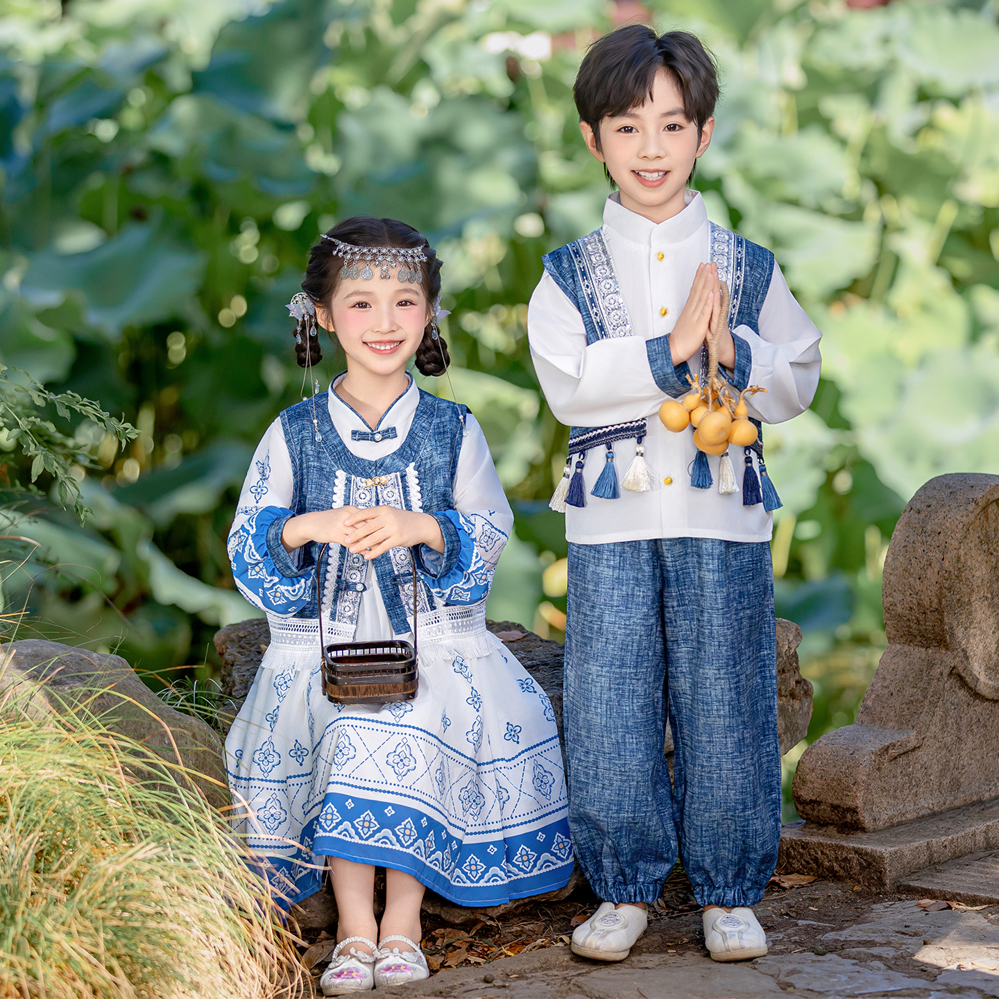 女童男童宝宝儿童通用中国风民族风情传统古典唐装汉服套装