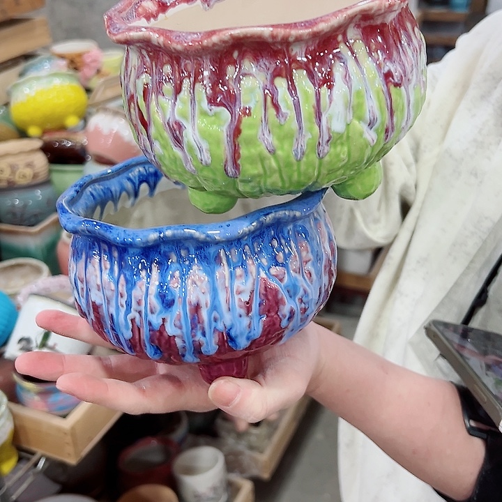 有孔.凑满10元发货多肉陶瓷花盆！