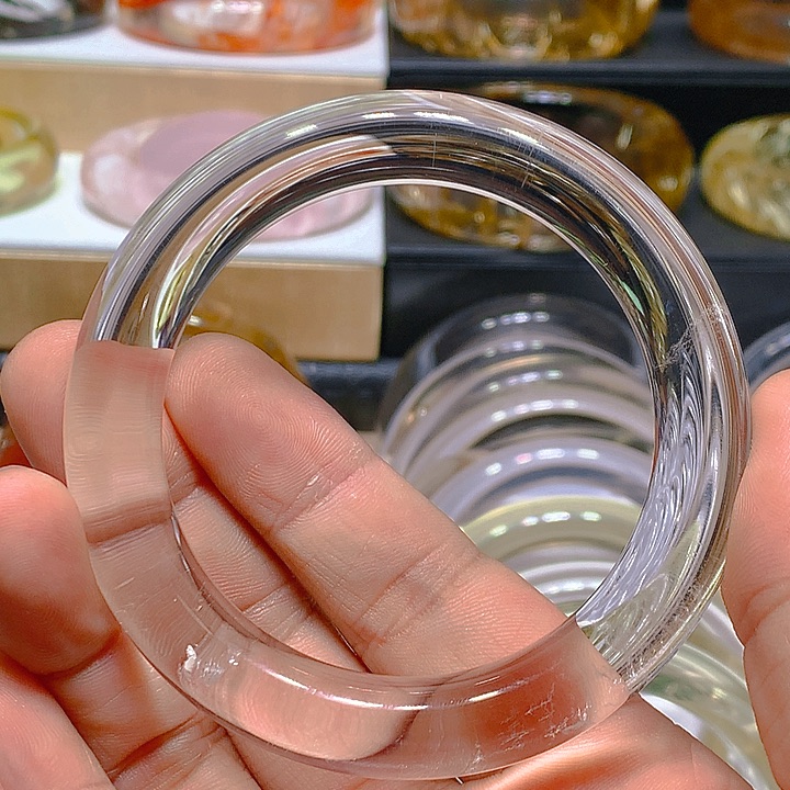 水晶手镯未镶嵌冠****9天然白水晶手镯58圈口