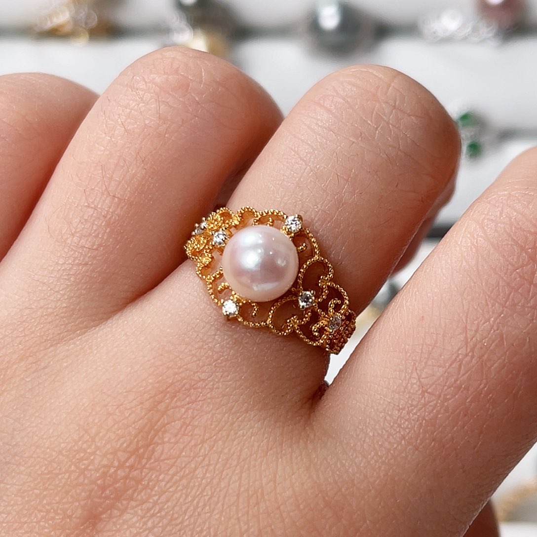 海水珍珠戒指银S925镶嵌