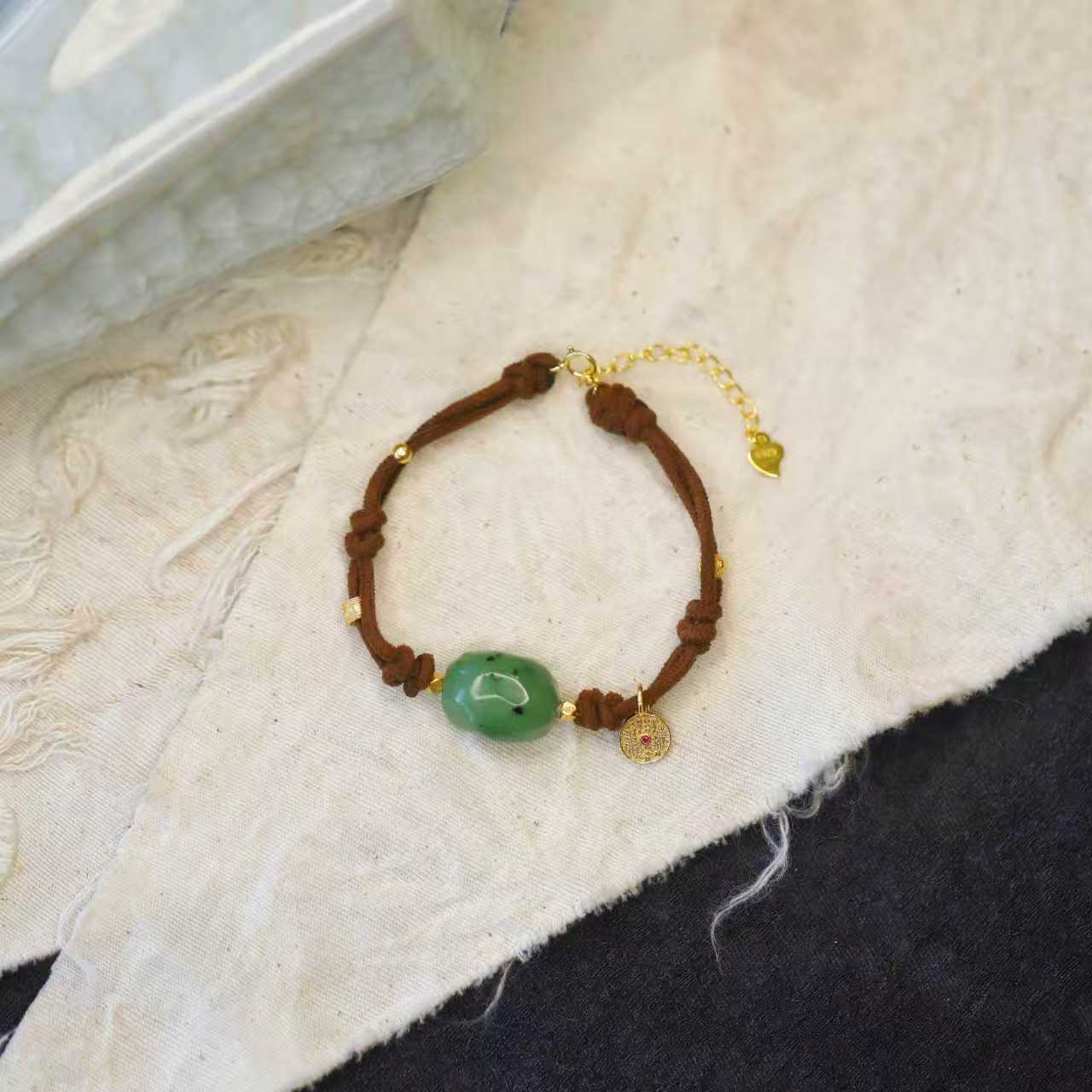 麦麦【忘忧】天然和田玉碧玉+925 手绳 手链 多样性发一