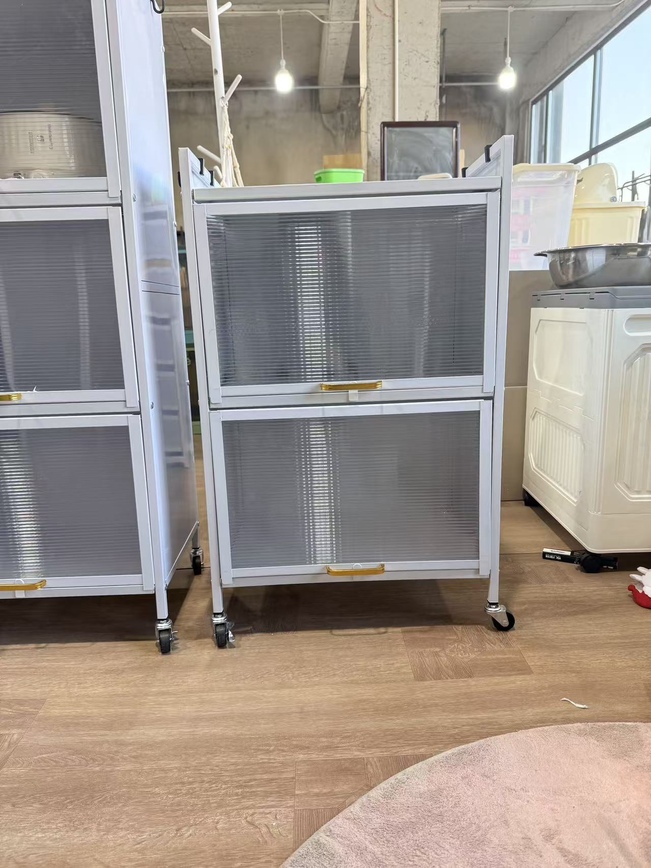 三层两门加厚碳钢高档储物柜厨房柜书柜餐边柜（长50宽33高80）