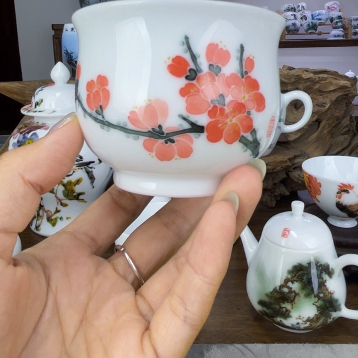 杯主人杯手绘釉下彩