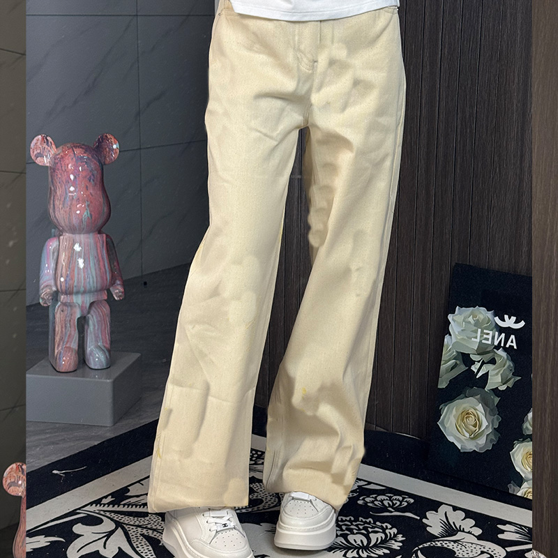 Tina-2025新款印花刺绣图案直筒裤