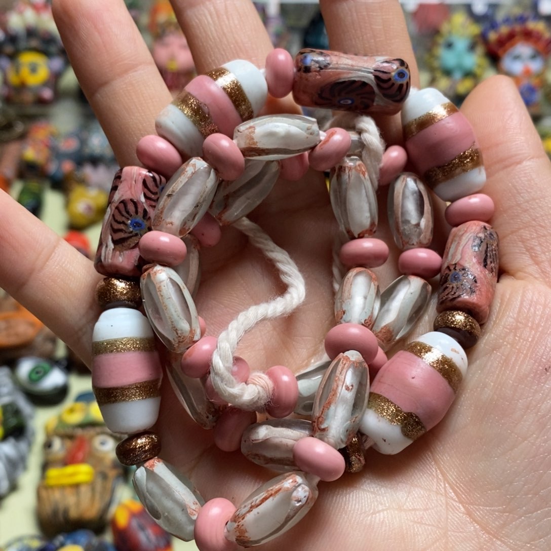 琉璃颈饰粉色链子067