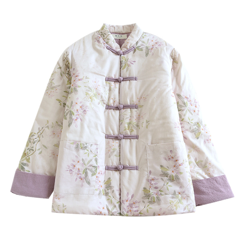 新中式可水洗棉花袄棉服立领盘扣外套文艺秋冬保暖棉衣过冬神器