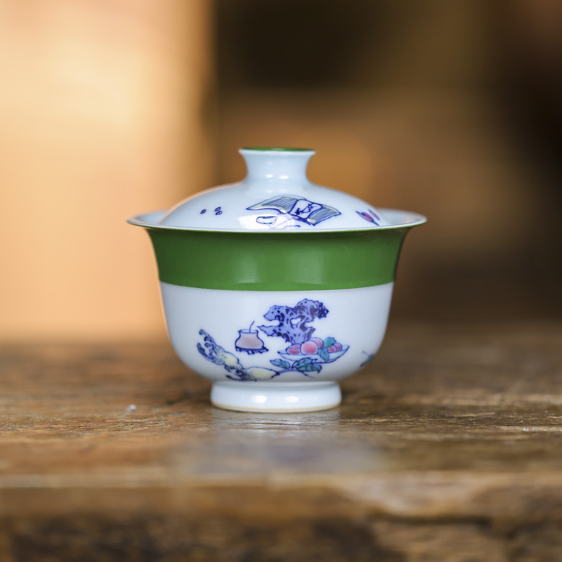 [三山拙垆】清供斗彩如意盖碗