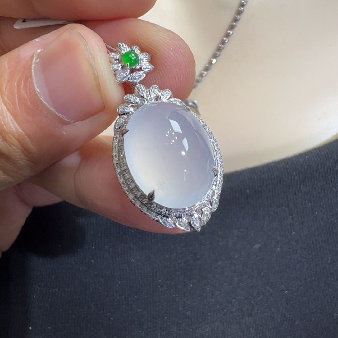 翡翠吊坠(不含链)18K金镶嵌c****_