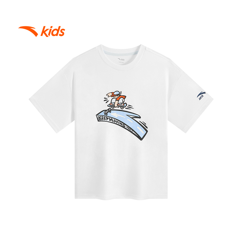 安踏儿童服装短袖衫25夏季新款男童趣味印花logo短袖t恤352538103