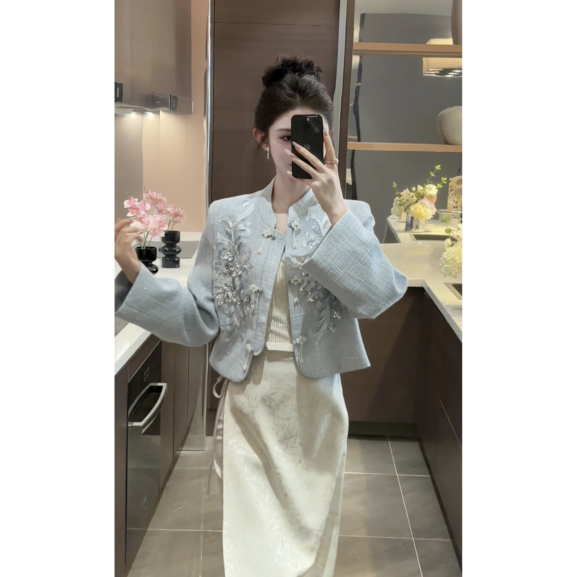 【周粥】【梦华录】中式气质刺绣外套优雅上衣裙子C4TZ0477A梦华录