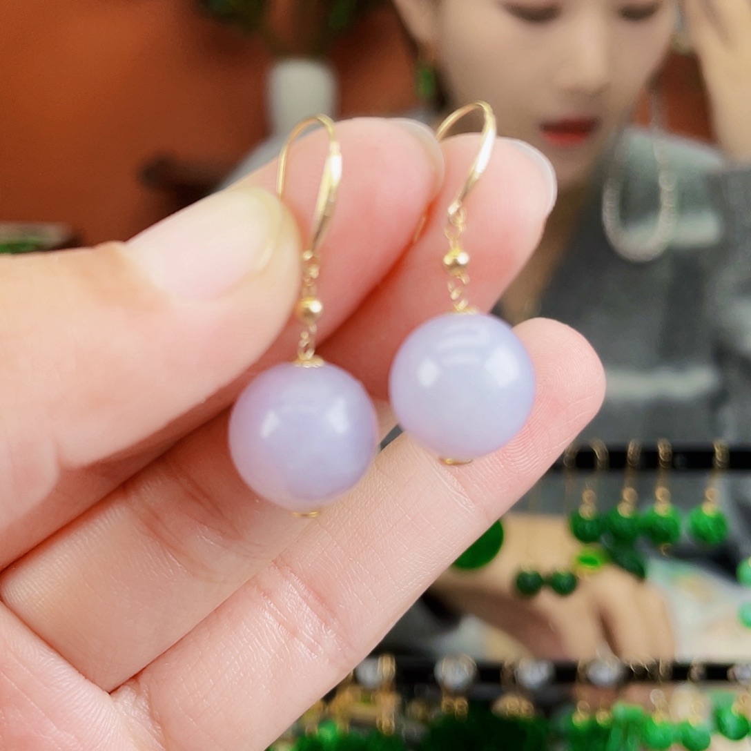 翡翠18K金镶嵌耳饰