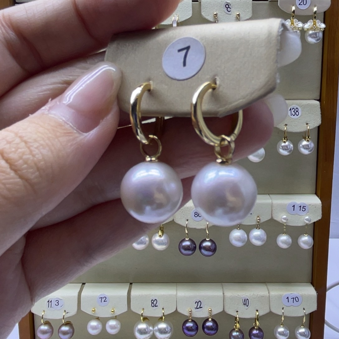 淡水珍珠耳饰银S925镶嵌