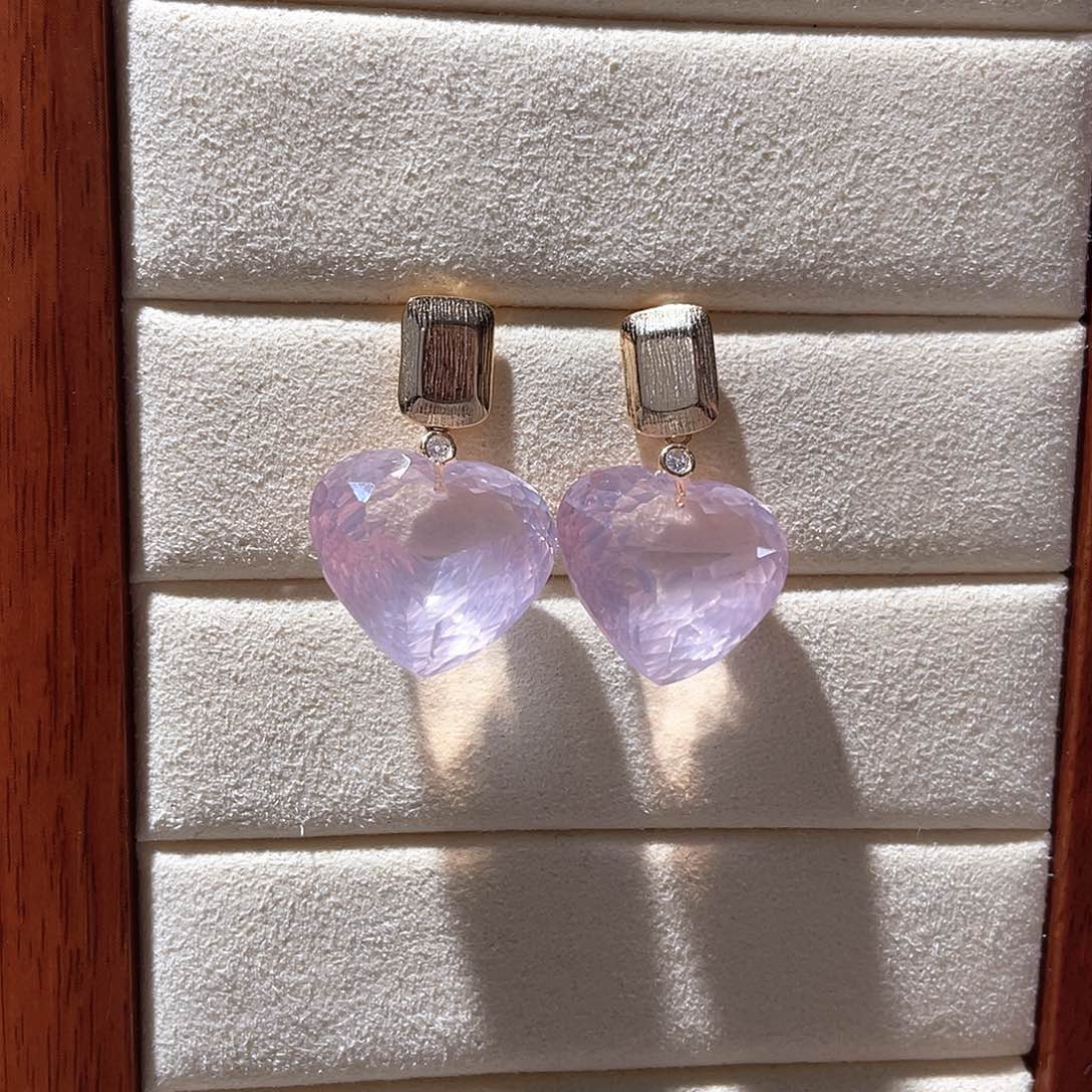 水晶耳饰银S925镶嵌大气款