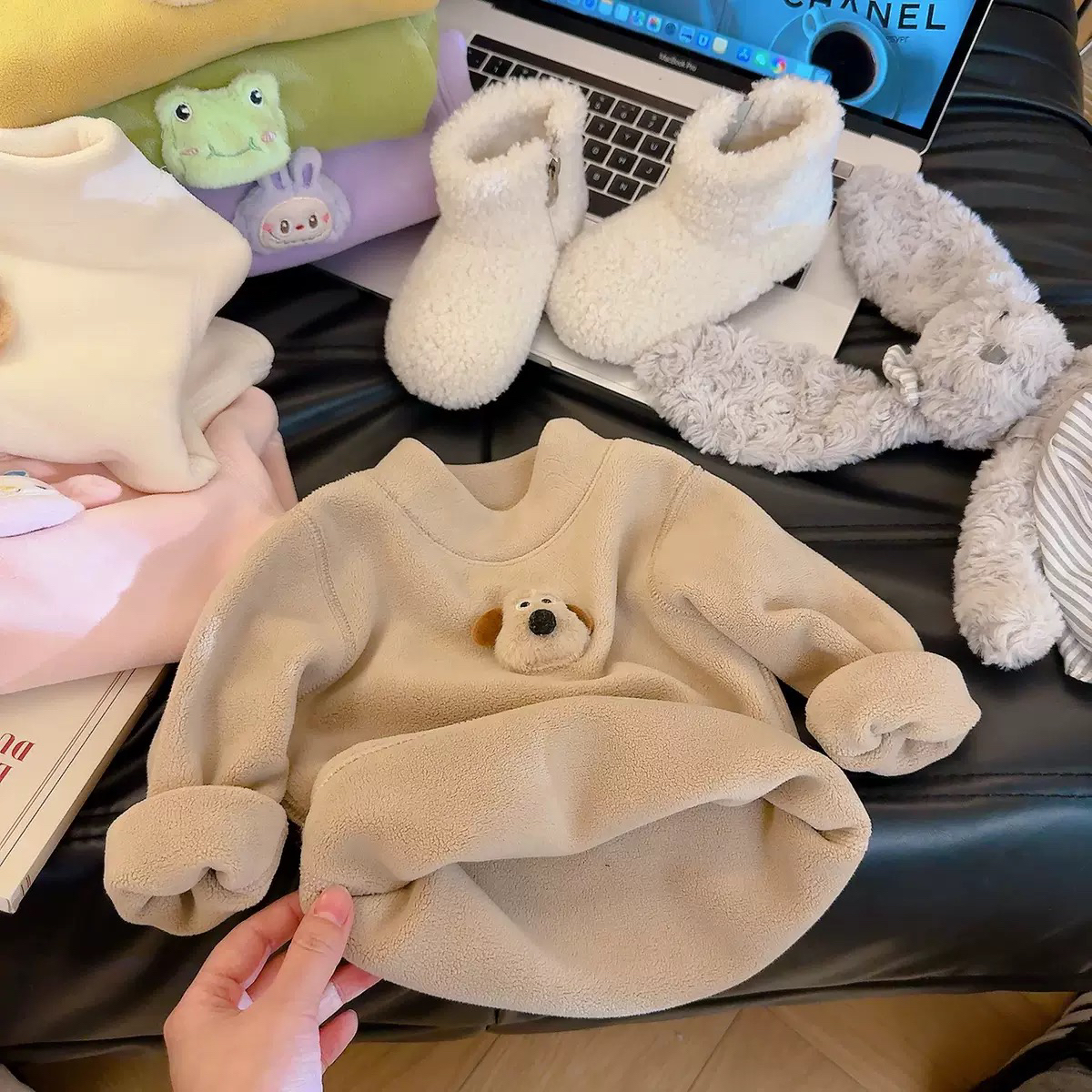 秋冬保暖上衣加绒加厚半高领男女童内搭打底衫冬季童装