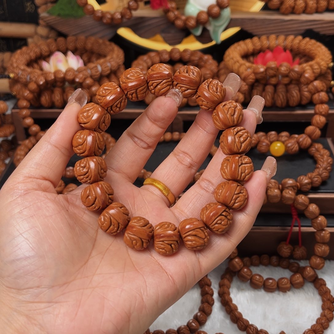 桃核手串17野生籽红皮荔枝