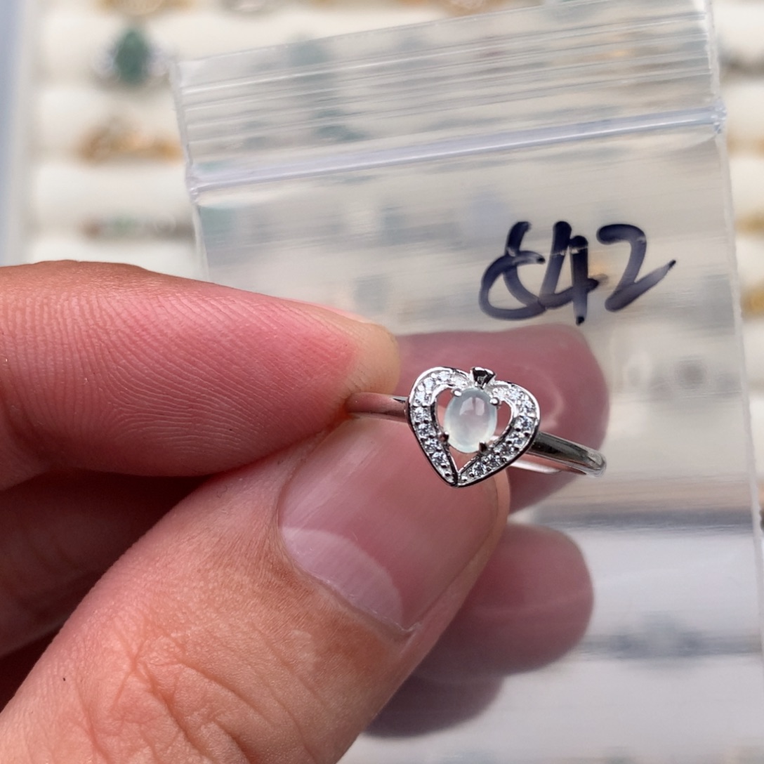 翡翠银S925镶嵌戒圈542