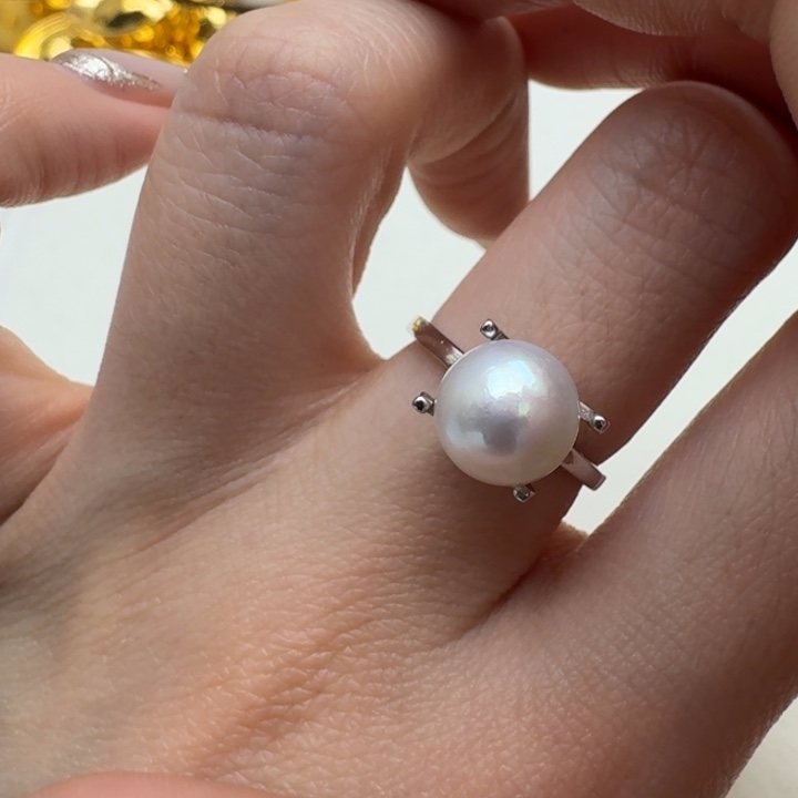 海水珍珠戒指银S925镶嵌